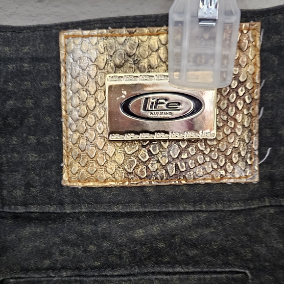 Life Way Brazil Darkwash Denim High-Rise Jeans Small Checkered Pattern - Picture 5 of 6